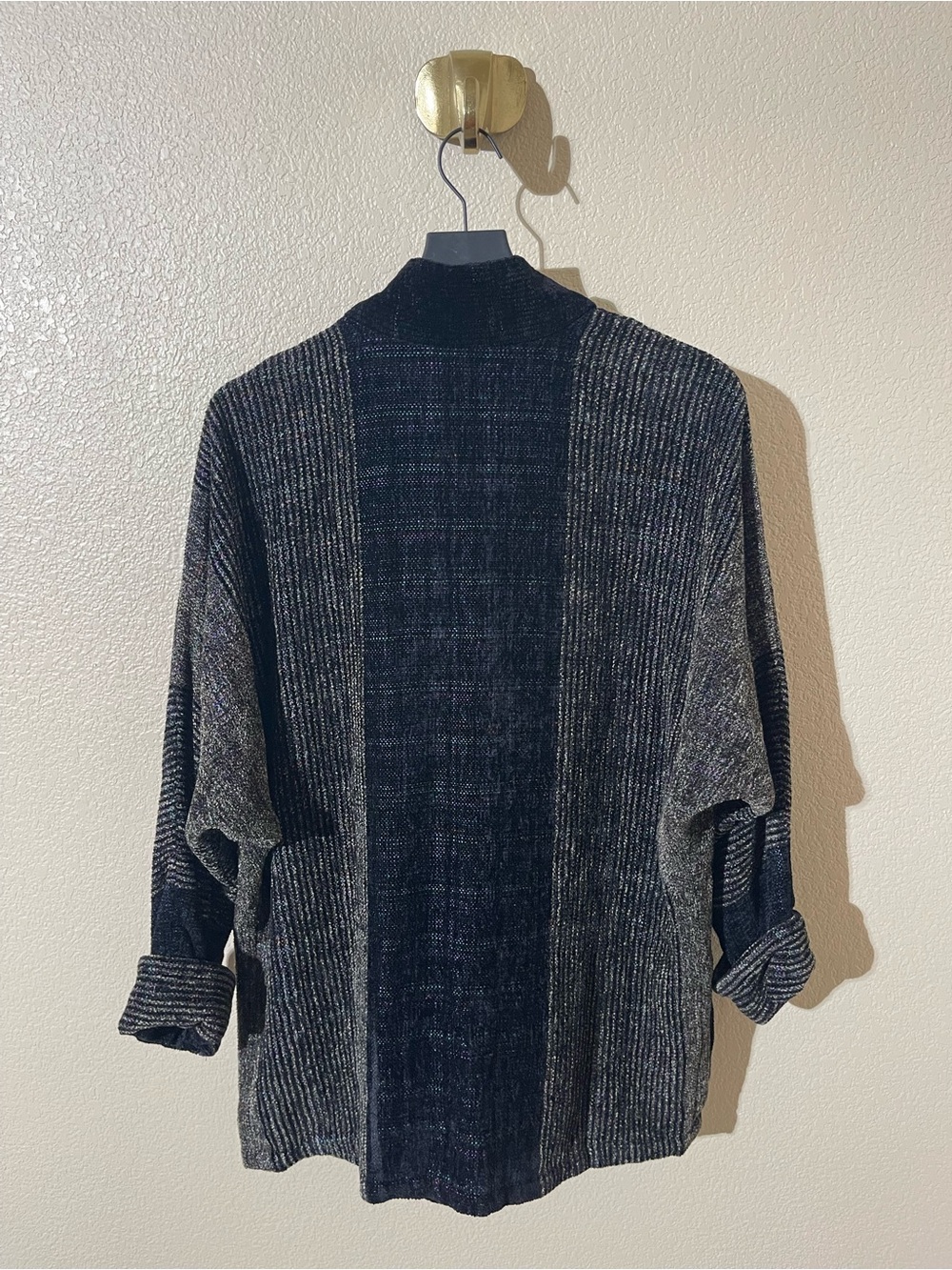 Black Open-Front Ribbed Cardigan Jacket - Picture 2 of 5